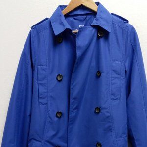 SCOTTeVEST Cobalt Blue Multi Pocket Belted Trench Coat Jacket Size Medium